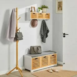 SoBuy Wall Coat Rack Wall Shelf Wall Storage Cabinet Unit,FHK19-WN -SOBUY Shop 53630417 5