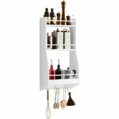SoBuy Wall Mounted Shelf Rack With 3 Shelves & 3 Hooks,KCR12-W