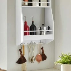 SoBuy Wall Mounted Shelf Rack With 3 Shelves & 3 Hooks,KCR12-W -SOBUY Shop 53830125 5