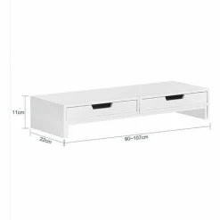 SoBuy 2 Drawers Monitor Stand,Designed For 2 Monitors,BBF04-W 7 SoBuy 2 Drawers Monitor Stand,Designed For 2 Monitors,BBF04-W -SOBUY Shop 55298429 3