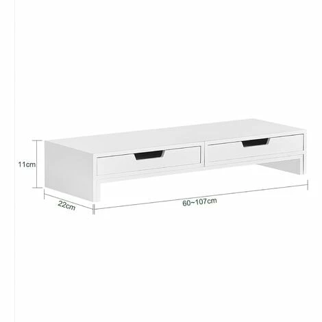 SoBuy 2 Drawers Monitor Stand,Designed For 2 Monitors,BBF04-W 3 SoBuy 2 Drawers Monitor Stand,Designed For 2 Monitors,BBF04-W - Image 3
