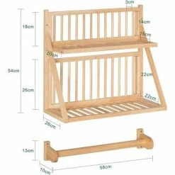 SoBuy Wall Mounted Rubber Wood Kitchen Plate Rack, KCR11-N -SOBUY Shop 55298473 3