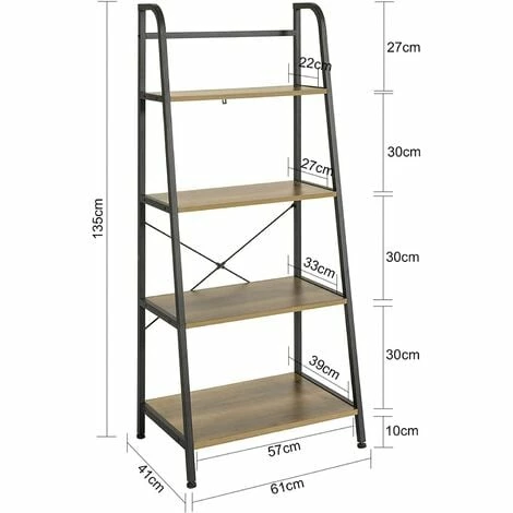 SoBuy 4 Tiers Ladder Shelf Bookcase Book Shelf, STR09-PF 3 SoBuy 4 Tiers Ladder Shelf Bookcase Book Shelf, STR09-PF - Image 3