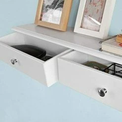SoBuy Wall Mounted Shelf With 2 Drawers, Storage Unit, White Finish, FRG43-W -SOBUY Shop 5571697 4