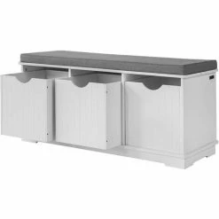 SoBuy Shoe Storage Cabinet Hallway Padded Shoe Storage Seat Bench With Drawer ,FSR30-W