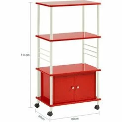 SoBuy Kitchen Storage Cabinet, Kitchen Cart, Microwave Shelf, FRG12-R, Red -SOBUY Shop 5571712 3