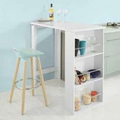 SoBuy Kitchen Dining Table,Coffee Bistro Bar Table With Storage Rack,FWT17-W -SOBUY Shop 5571717 3