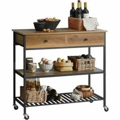 SoBuy Industrial Vintage Style Kitchen Trolley Cart Kitchen Storage Trolley Serving Trolley,FKW112-PF