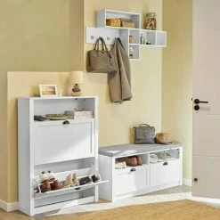 SoBuy Wall Coat Rack Wall Shelf Wall Storage Unit Hallway Coat Rack,FHK17-W -SOBUY Shop 58494777 4
