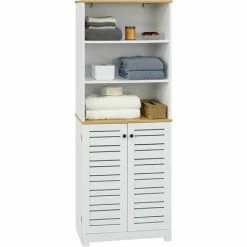 SoBuy Bathroom Tall Cabinet Tall Cupboard Bathroom Storage Cabinet,BZR44-W
