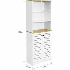 SoBuy Bathroom Tall Cabinet Tall Cupboard Bathroom Storage Cabinet,BZR44-W -SOBUY Shop 58494788 3