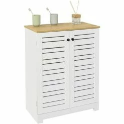 SOBUY Shop 18 SoBuy Bathroom Cabinet Bathroom Storage Cabinet Cupboard With 2 Doors,BZR41-W