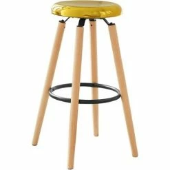 SoBuy Kitchen Breakfast Barstool Bar Stool With Metal Seat & Beech Wood Legs,FST89-G