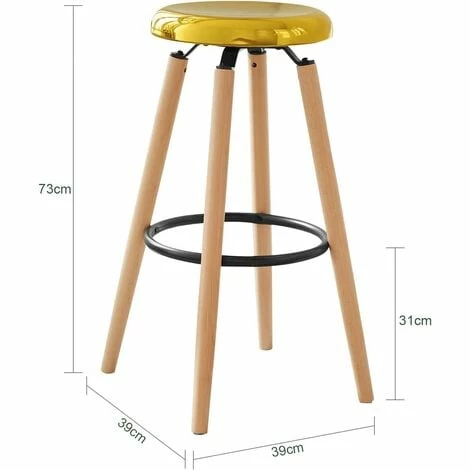 SoBuy Kitchen Breakfast Barstool Bar Stool With Metal Seat & Beech Wood Legs,FST89-G 3 SoBuy Kitchen Breakfast Barstool Bar Stool With Metal Seat & Beech Wood Legs,FST89-G - Image 3