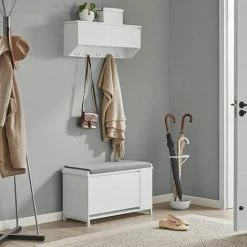 SoBuy Wall Coat Rack Wall Shelf Wall Storage Cabinet Hallway Coat Rack,FHK24-W -SOBUY Shop 58494798 5