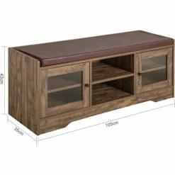 SoBuy Hallway Storage Bench Shoe Bench Shoe Rack Shoe Cabinet With 2 Glass Doors,FSR122-N 7 SoBuy Hallway Storage Bench Shoe Bench Shoe Rack Shoe Cabinet With 2 Glass Doors,FSR122-N -SOBUY Shop 58503803 3