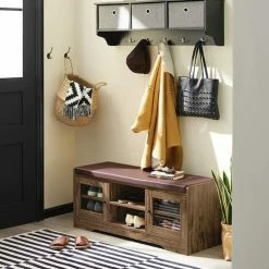 SoBuy Hallway Storage Bench Shoe Bench Shoe Rack Shoe Cabinet With 2 Glass Doors,FSR122-N 9 SoBuy Hallway Storage Bench Shoe Bench Shoe Rack Shoe Cabinet With 2 Glass Doors,FSR122-N -SOBUY Shop 58503803 5