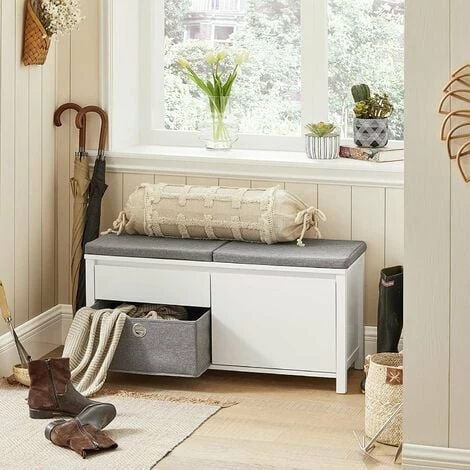 SoBuy Hallway Furniture Set, Storage Bench And Wall Storage Cabinet,FSR101-W+FRG282-W 4 SoBuy Hallway Furniture Set, Storage Bench And Wall Storage Cabinet,FSR101-W+FRG282-W - Image 4