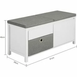 SoBuy Hallway Furniture Set, Storage Bench And Wall Storage Cabinet,FSR101-W+FRG282-W 9 SoBuy Hallway Furniture Set, Storage Bench And Wall Storage Cabinet,FSR101-W+FRG282-W -SOBUY Shop 58660550 5