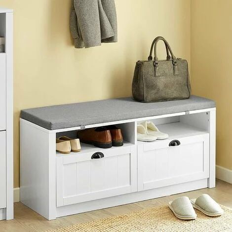 SoBuy Hallway Furniture Set,2 Drawers Storage Bench Racks And Wall Storage Cabinet,FSR90-W-FRG282-W 4 SoBuy Hallway Furniture Set,2 Drawers Storage Bench Racks And Wall Storage Cabinet,FSR90-W-FRG282-W - Image 4