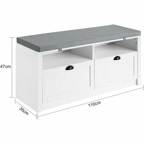 SoBuy Hallway Furniture Set,2 Drawers Storage Bench Racks And Wall Storage Cabinet,FSR90-W-FRG282-W 5 SoBuy Hallway Furniture Set,2 Drawers Storage Bench Racks And Wall Storage Cabinet,FSR90-W-FRG282-W - Image 5