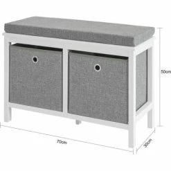 SoBuy Hallway Furniture Set,2 Baskets Shoe Bench Rack And Wall Storage Cabinet,FSR81-HG-FRG282-W -SOBUY Shop 58660554 5