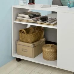 SoBuy Movable Storage Side Table With 2 Tiers Bookcase,FBT34-W -SOBUY Shop 5890640 5