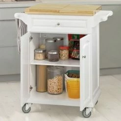 SoBuy Elegant Kitchen Trolley Kitchen Island Kitchen Cabinet With Extendable Worktop,FKW36-WN -SOBUY Shop 5890652 4