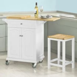 SoBuy Elegant Kitchen Trolley Kitchen Island Kitchen Cabinet With Extendable Worktop,FKW36-WN -SOBUY Shop 5890652 5