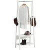 SoBuy White Modern Clothes Rail Stand Rack With Two Storage Shelves, FRG59-W