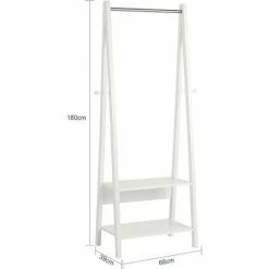SoBuy White Modern Clothes Rail Stand Rack With Two Storage Shelves, FRG59-W -SOBUY Shop 5890672 4