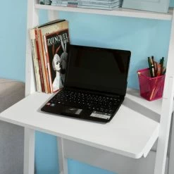 SoBuy White Modern Ladder Storage Display Shelf,Desk And 2 Shelves, FRG60-W -SOBUY Shop 5890673 5