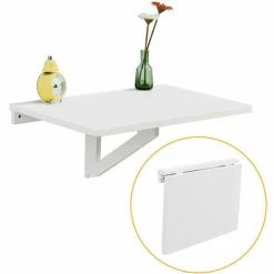SoBuy Folding Wood Wall Kitchen Dining Table 60x40cm,White,FWT03-W
