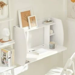 SoBuy Home Office Wall-mounted Table Desk With Shelves,White,FWT18-W 8 SoBuy Home Office Wall-mounted Table Desk With Shelves,White,FWT18-W -SOBUY Shop 5890688 4