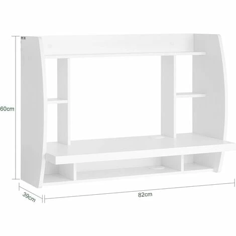 SoBuy Home Office Wall-mounted Table Desk With Shelves,White,FWT18-W 5 SoBuy Home Office Wall-mounted Table Desk With Shelves,White,FWT18-W - Image 5
