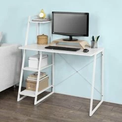 SOBUY Shop 36 SoBuy Home White Office Wood Computer Table Desk With Drawer,FWT29-W