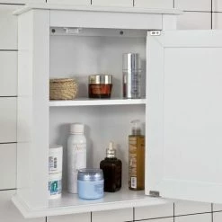 SoBuy White Wood Wall Mounted Single Door Bathroom Storage Cabinet,FRG203-W -SOBUY Shop 6033759 4