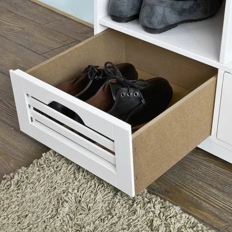 SoBuy Shoe Storage Bench With 3 Drawers, 3 Storage Cubes & Seat Cushion, FSR36-W 5 SoBuy Shoe Storage Bench With 3 Drawers, 3 Storage Cubes & Seat Cushion, FSR36-W - Image 5