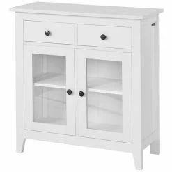 SoBuy Home Wood Storage Cabinet 2 Drawers And 2 Doors,White,FSB05-W