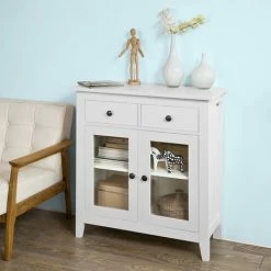 SoBuy Home Wood Storage Cabinet 2 Drawers And 2 Doors,White,FSB05-W -SOBUY Shop 6033772 3