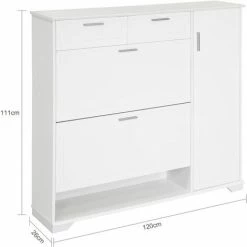 SoBuy Hallway Shoe Cabinet Shoe Rack Shoe Storage Cupboard Organizer Unit,FSR104-W -SOBUY Shop 60743655 3