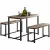 SoBuy Modern Industrial Design Dining Set - Dining Table And 2 Benches ,OGT25-N