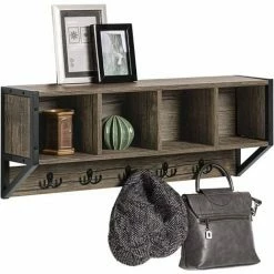 SoBuy Wall Coat Rack Wall Shelf Hook Rack,FHK25-N