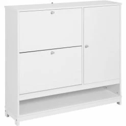 SoBuy Hallway Shoe Cabinet Shoe Storage Cupboard Organizer Unit With 2 Flip-drawers,FSR114-W
