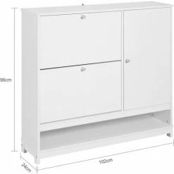 SoBuy Hallway Shoe Cabinet Shoe Storage Cupboard Organizer Unit With 2 Flip-drawers,FSR114-W -SOBUY Shop 60743739 3