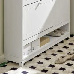 SoBuy Hallway Shoe Cabinet Shoe Storage Cupboard Organizer Unit With 2 Flip-drawers,FSR114-W -SOBUY Shop 60743739 5