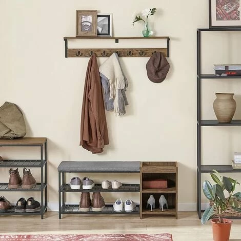 SoBuy Wall Coat Rack Wall Shelf Wall Hanging Shelf Hook Rack,FHK27-N 2 SoBuy Wall Coat Rack Wall Shelf Wall Hanging Shelf Hook Rack,FHK27-N - Image 2