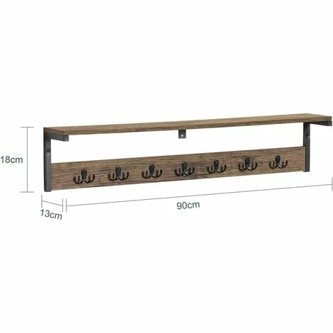 SoBuy Wall Coat Rack Wall Shelf Wall Hanging Shelf Hook Rack,FHK27-N 3 SoBuy Wall Coat Rack Wall Shelf Wall Hanging Shelf Hook Rack,FHK27-N - Image 3