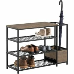 SoBuy Hallway 4 Tiers Shoe Rack Shoe Organizer With Umbrella Stand,FSR112-N