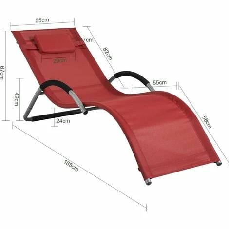 SoBuy Outdoor Garden Beach Sun Lounger Relaxing Chair Recliner Sunlounger,OGS38-R 3 SoBuy Outdoor Garden Beach Sun Lounger Relaxing Chair Recliner Sunlounger,OGS38-R - Image 3